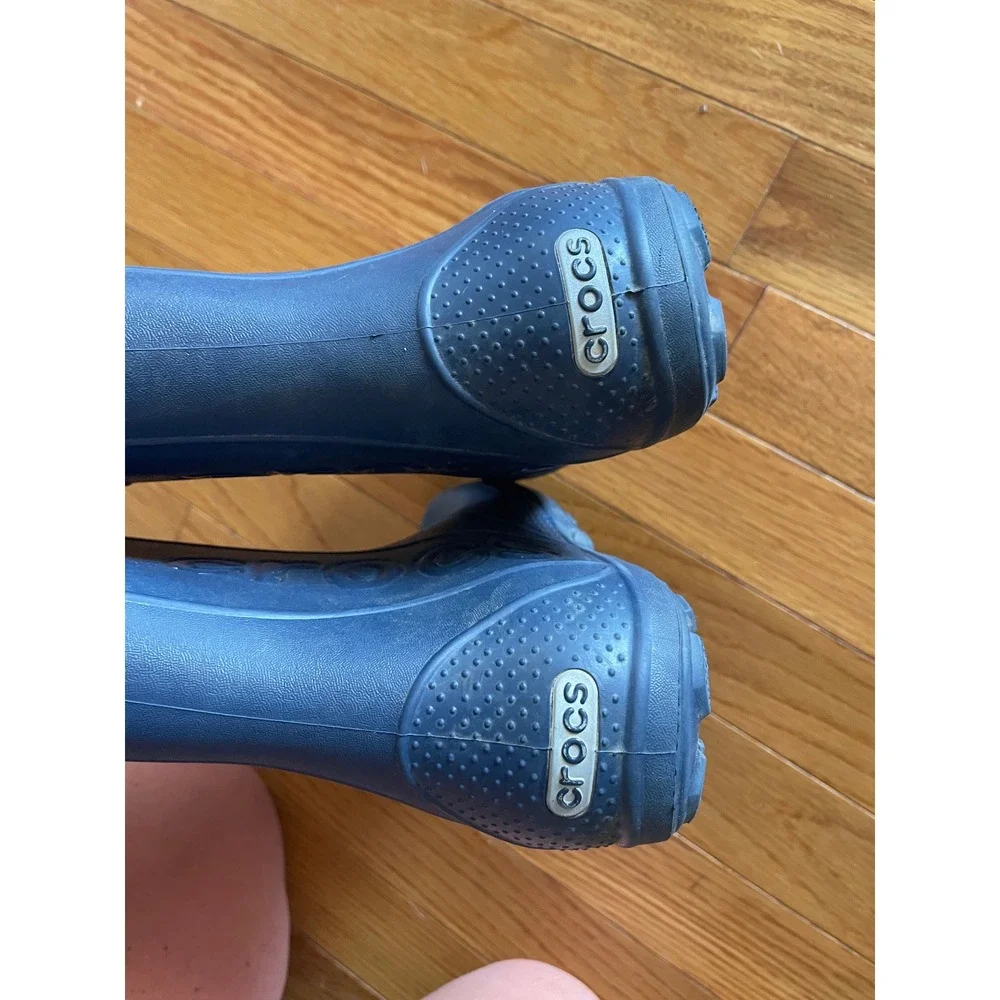 Crocs Handle It Rain Boots Navy Blue Kids Waterproof Pull On J1